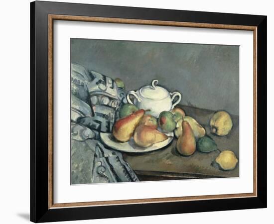 Sugar Bowl, Pears and Carpet-Paul Cézanne-Framed Giclee Print