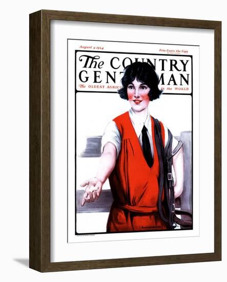 "Sugar Cube for Her Horse," Country Gentleman Cover, August 9, 1924-Katherine R. Wireman-Framed Giclee Print