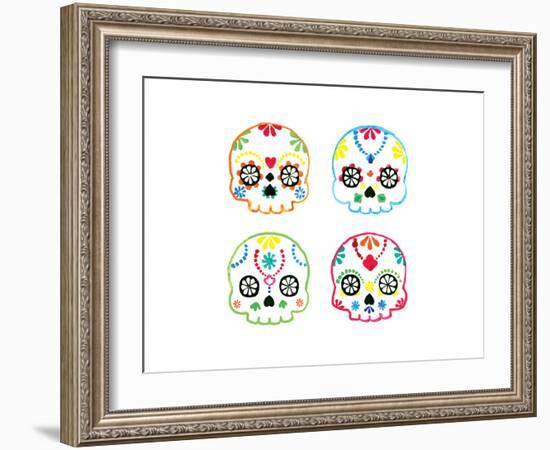 Sugar Magnolia Skulls-Rosa Mesa-Framed Art Print