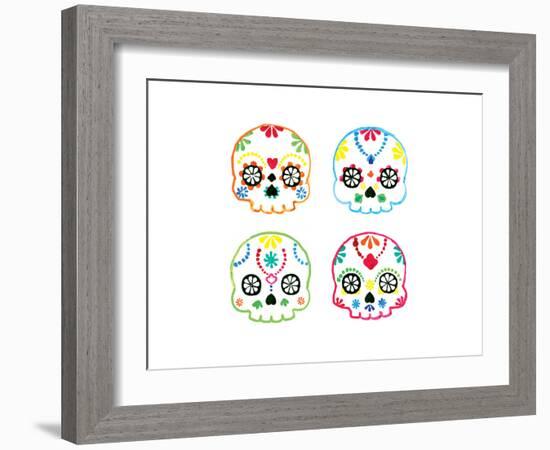 Sugar Magnolia Skulls-Rosa Mesa-Framed Art Print