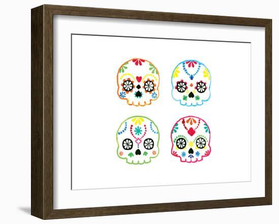 Sugar Magnolia Skulls-Rosa Mesa-Framed Art Print