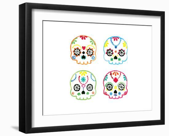 Sugar Magnolia Skulls-Rosa Mesa-Framed Art Print