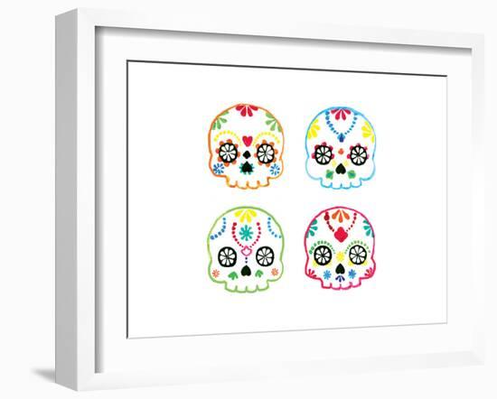 Sugar Magnolia Skulls-Rosa Mesa-Framed Art Print