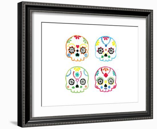 Sugar Magnolia Skulls-Rosa Mesa-Framed Art Print