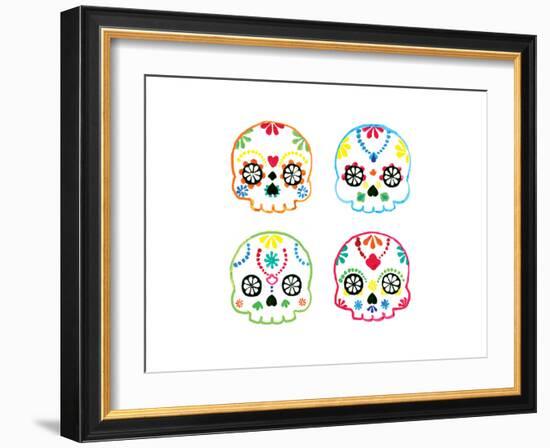 Sugar Magnolia Skulls-Rosa Mesa-Framed Art Print