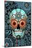 Sugar Skull Caribbean Blue-Fusion Idol Arts-Mounted Giclee Print