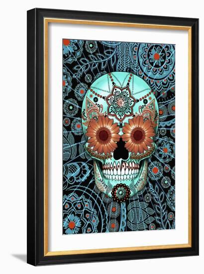 Sugar Skull Caribbean Blue-Fusion Idol Arts-Framed Giclee Print