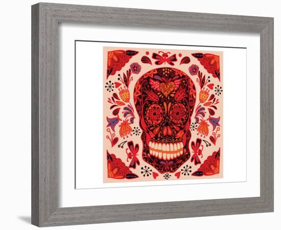 Sugar Skull Day of the Dead-null-Framed Art Print