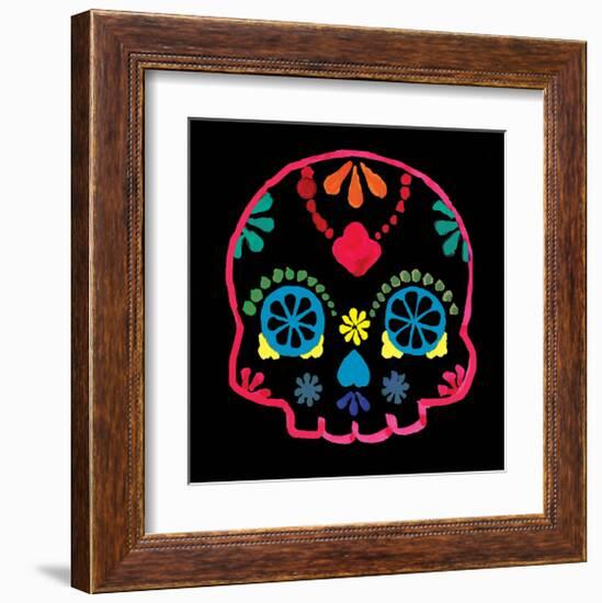 Sugar Skull Velvet III-Rosa Mesa-Framed Art Print