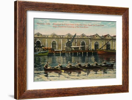 Sugar Warehouse Canoeing, San Juan River, Matanzas, Cuba, C1920S-null-Framed Giclee Print