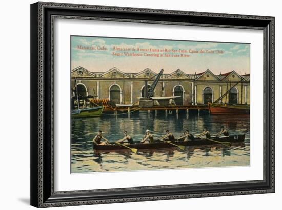 Sugar Warehouse Canoeing, San Juan River, Matanzas, Cuba, C1920S-null-Framed Giclee Print