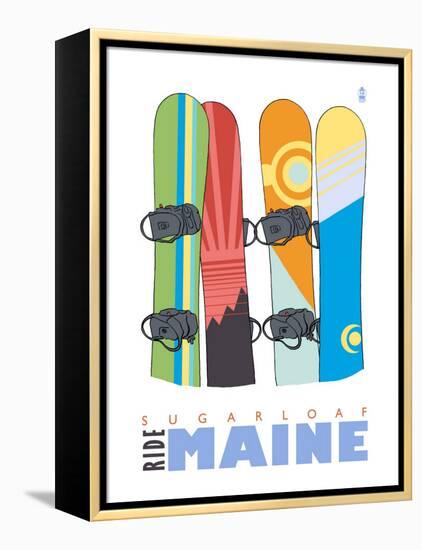 Sugarloaf, Maine, Snowboards in the Snow-Lantern Press-Framed Stretched Canvas