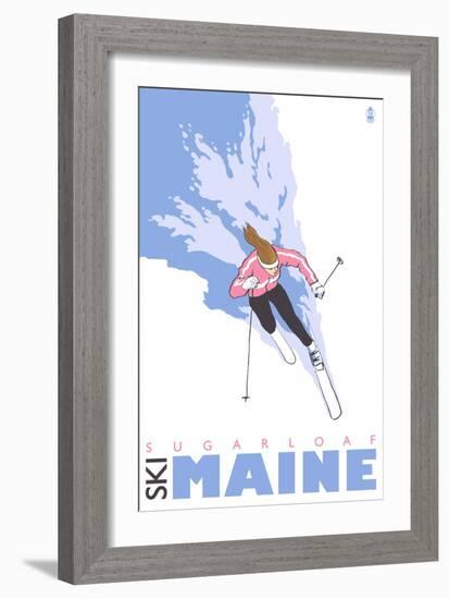 Sugarloaf, Maine, Stylized Skier-Lantern Press-Framed Premium Giclee Print