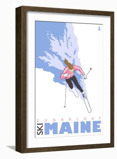 Sugarloaf, Maine, Stylized Skier-Lantern Press-Framed Premium Giclee Print