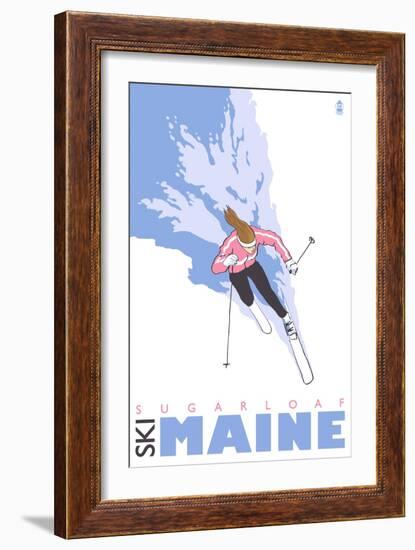 Sugarloaf, Maine, Stylized Skier-Lantern Press-Framed Premium Giclee Print