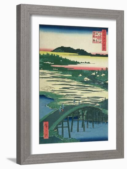 Sugatami Bridge, Omokage Bridge and Jariba at Takata, from the Series 'One Hundred Famous Views…-Ando Hiroshige-Framed Giclee Print