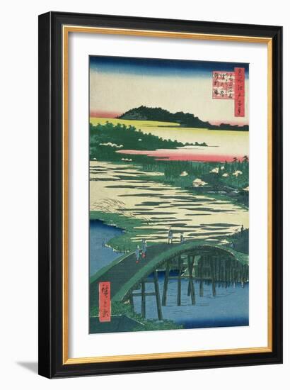 Sugatami Bridge, Omokage Bridge and Jariba at Takata, from the Series 'One Hundred Famous Views…-Ando Hiroshige-Framed Giclee Print