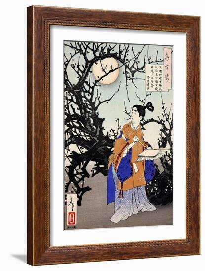 Sugawara No Michizane, One Hundred Aspects of the Moon-Yoshitoshi Tsukioka-Framed Giclee Print