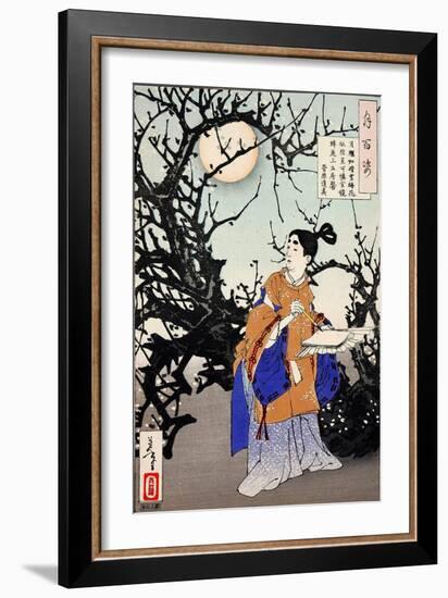 Sugawara No Michizane, One Hundred Aspects of the Moon-Yoshitoshi Tsukioka-Framed Giclee Print