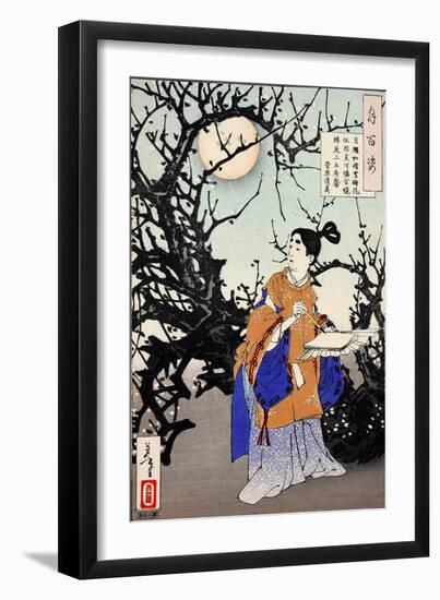 Sugawara No Michizane, One Hundred Aspects of the Moon-Yoshitoshi Tsukioka-Framed Giclee Print