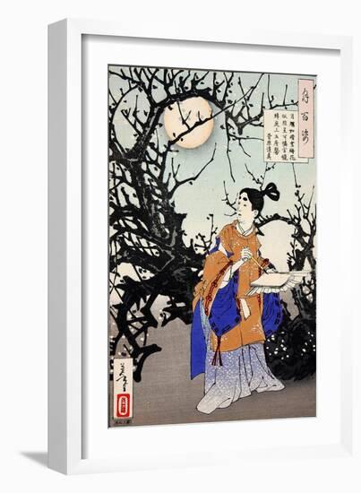 Sugawara No Michizane, One Hundred Aspects of the Moon-Yoshitoshi Tsukioka-Framed Giclee Print