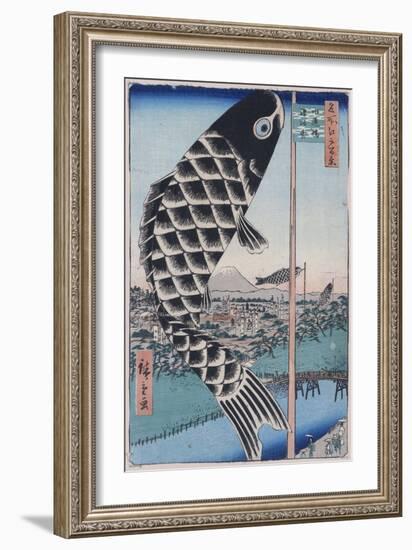 Suido Bridge and Surugadai (One Hundred Famous Views of Ed), 1856-1858-Utagawa Hiroshige-Framed Giclee Print