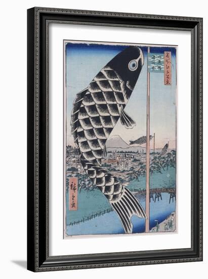 Suido Bridge and Surugadai (One Hundred Famous Views of Ed), 1856-1858-Utagawa Hiroshige-Framed Giclee Print