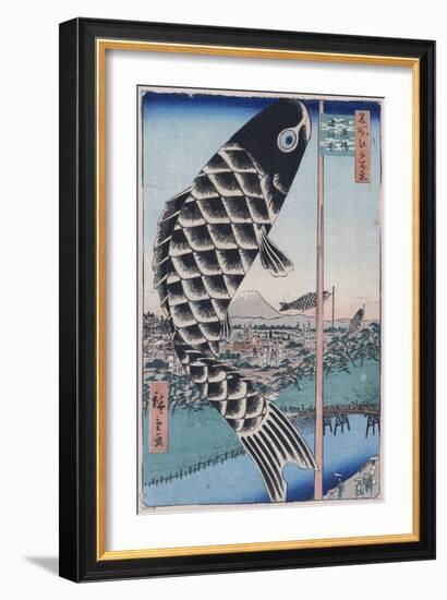 Suido Bridge and Surugadai (One Hundred Famous Views of Ed), 1856-1858-Utagawa Hiroshige-Framed Giclee Print