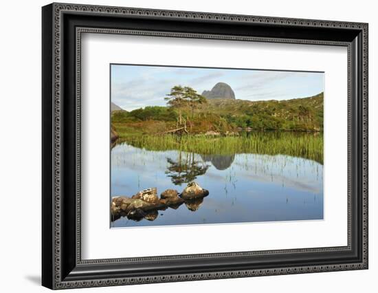 Suilven over a Highland Loch with Islands of Scots Pine and Birch. Sutherland, Scotland-Fergus Gill-Framed Photographic Print