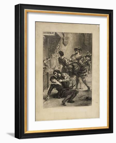 Suite lithographique "Hamlet" : la mort d'Hamlet après le duel-Eugene Delacroix-Framed Giclee Print