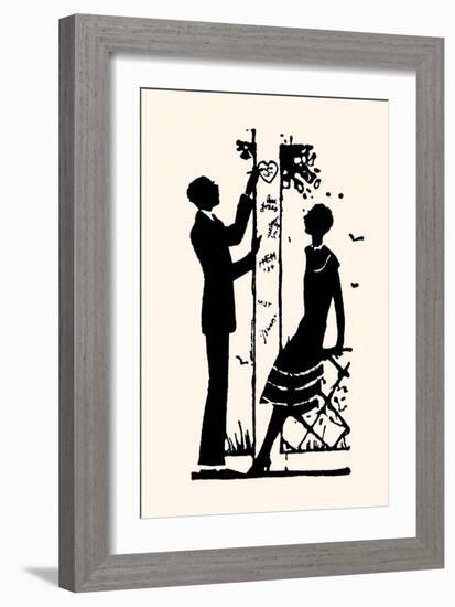 Suitor Pulls a Heart from a Trellis-Maxfield Parrish-Framed Art Print