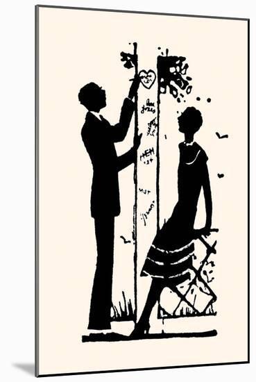 Suitor Pulls a Heart from a Trellis-Maxfield Parrish-Mounted Art Print