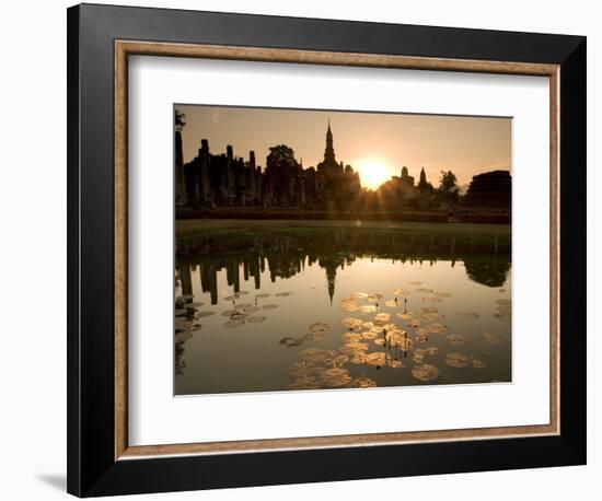 Sukhothai Ruins and Sunset Reflected in Lotus Pond, Thailand-Gavriel Jecan-Framed Photographic Print