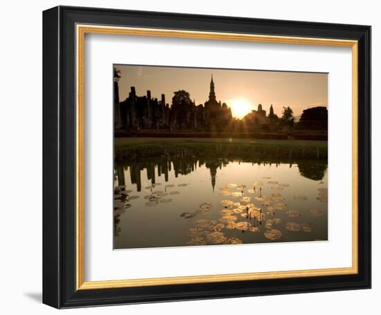 Sukhothai Ruins and Sunset Reflected in Lotus Pond, Thailand-Gavriel Jecan-Framed Photographic Print