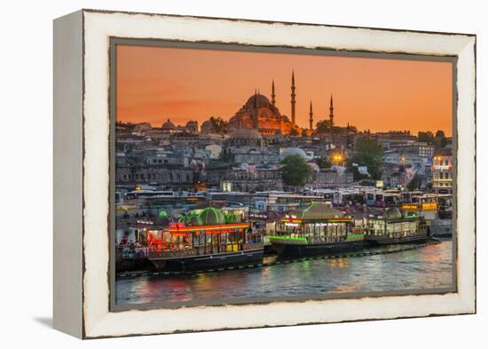 Suleymaniye Mosque and City Skyline at Sunset, Istanbul, Turkey-Stefano Politi Markovina-Framed Premier Image Canvas