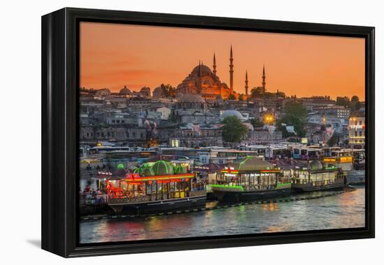 Suleymaniye Mosque and City Skyline at Sunset, Istanbul, Turkey-Stefano Politi Markovina-Framed Premier Image Canvas