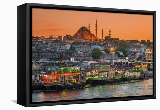 Suleymaniye Mosque and City Skyline at Sunset, Istanbul, Turkey-Stefano Politi Markovina-Framed Premier Image Canvas