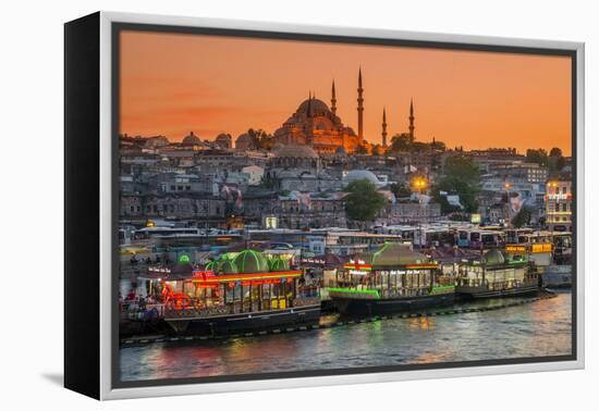 Suleymaniye Mosque and City Skyline at Sunset, Istanbul, Turkey-Stefano Politi Markovina-Framed Premier Image Canvas