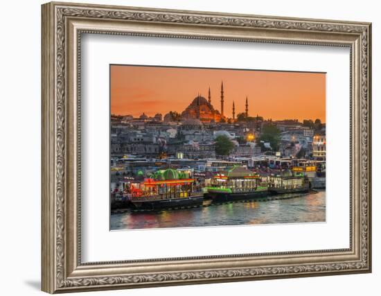 Suleymaniye Mosque and City Skyline at Sunset, Istanbul, Turkey-Stefano Politi Markovina-Framed Photographic Print