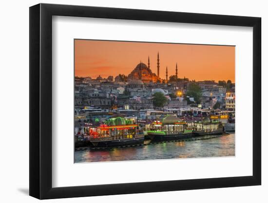 Suleymaniye Mosque and City Skyline at Sunset, Istanbul, Turkey-Stefano Politi Markovina-Framed Photographic Print