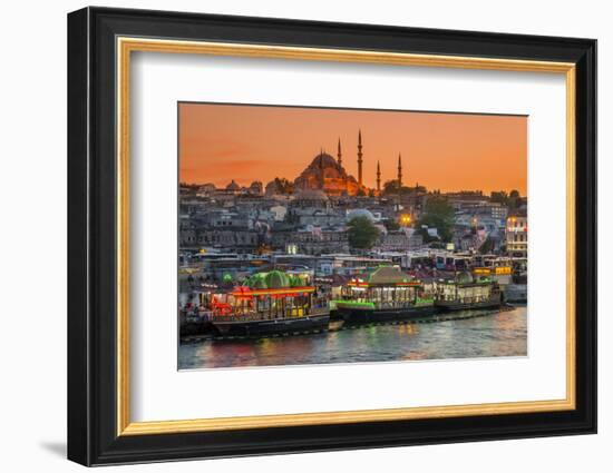 Suleymaniye Mosque and City Skyline at Sunset, Istanbul, Turkey-Stefano Politi Markovina-Framed Photographic Print