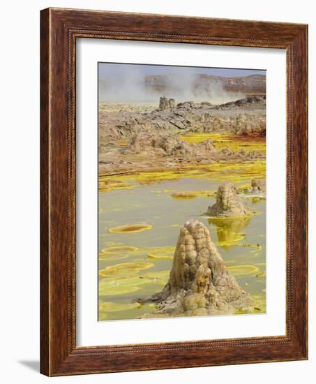 Sulfuric acid pond and fumarole at Dallol maar in Ethiopia-Christophe Boisvieux-Framed Photographic Print