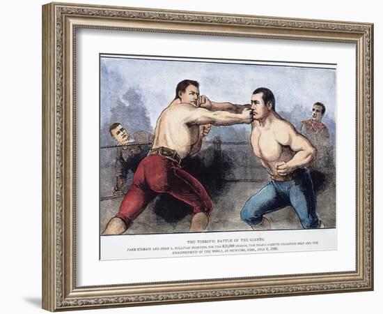 Sullivan and Kilrain Fight-null-Framed Giclee Print