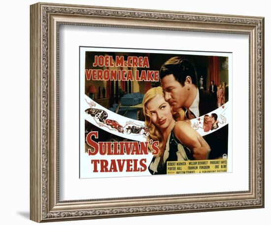 Sullivan's Travels, Veronica Lake, Joel Mccrea, 1941-null-Framed Premium Giclee Print