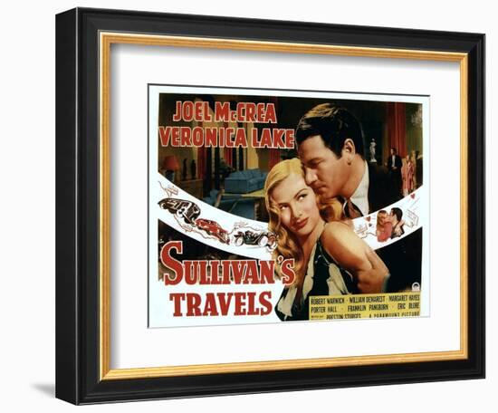 Sullivan's Travels, Veronica Lake, Joel Mccrea, 1941-null-Framed Premium Giclee Print