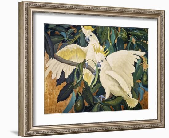 Sulphur Crested Cockattoos-Jesse Arms Botke-Framed Art Print