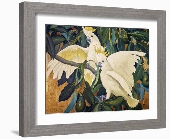 Sulphur Crested Cockattoos-Jesse Arms Botke-Framed Art Print