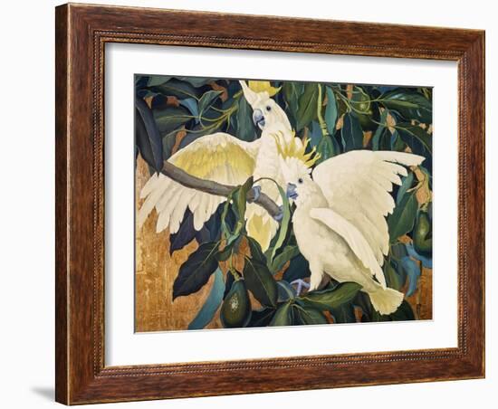 Sulphur Crested Cockattoos-Jesse Arms Botke-Framed Art Print