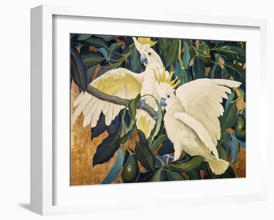 Sulphur Crested Cockattoos-Jesse Arms Botke-Framed Art Print