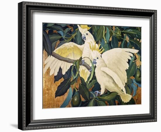 Sulphur Crested Cockattoos-Jesse Arms Botke-Framed Art Print